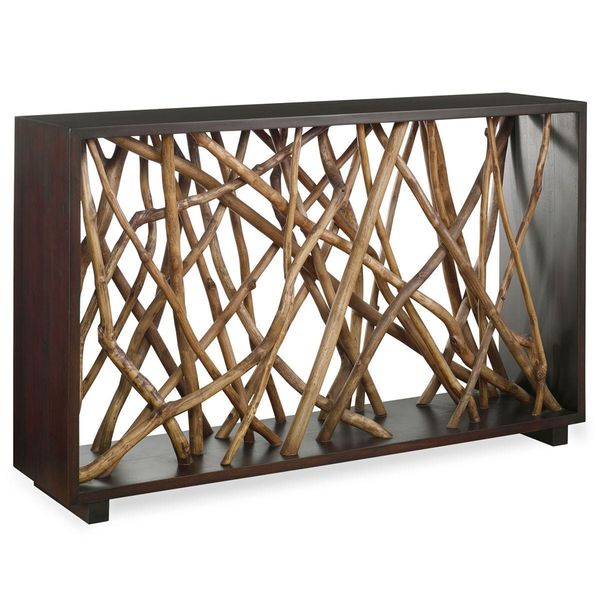 Tavolo consolle labirinto teak in noce