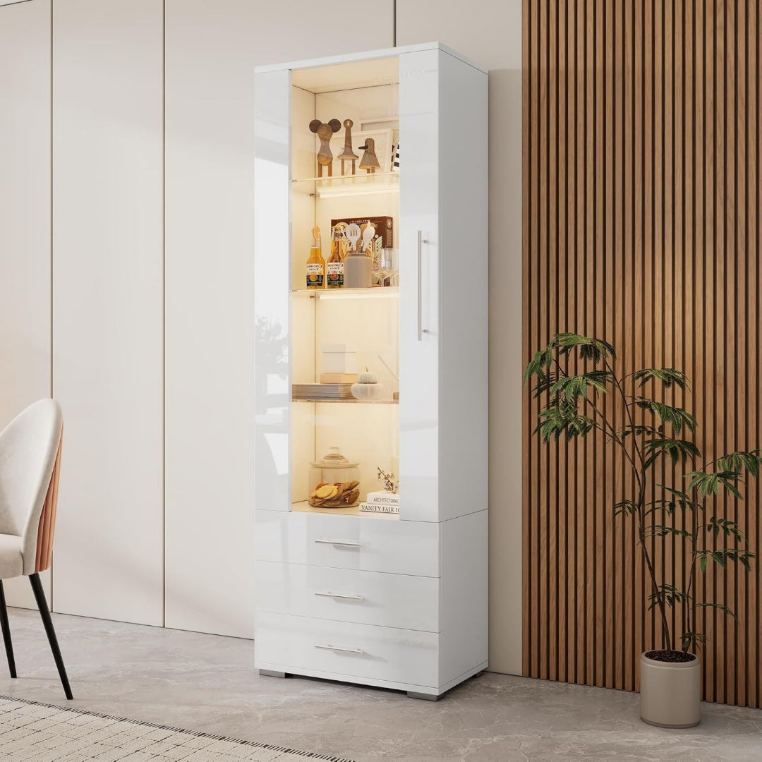Vetrinette con cassetti bianco 60 x 35 x 180 cm