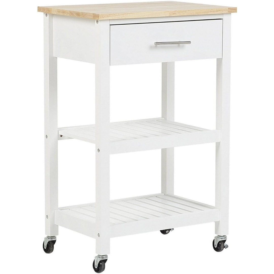 Credenze mobili Beliani Carrello cucina bianco legno di pino e mdf