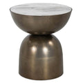 Tavolino d'angolo Corbett, Talpa Crema / Bronzo invecchiato