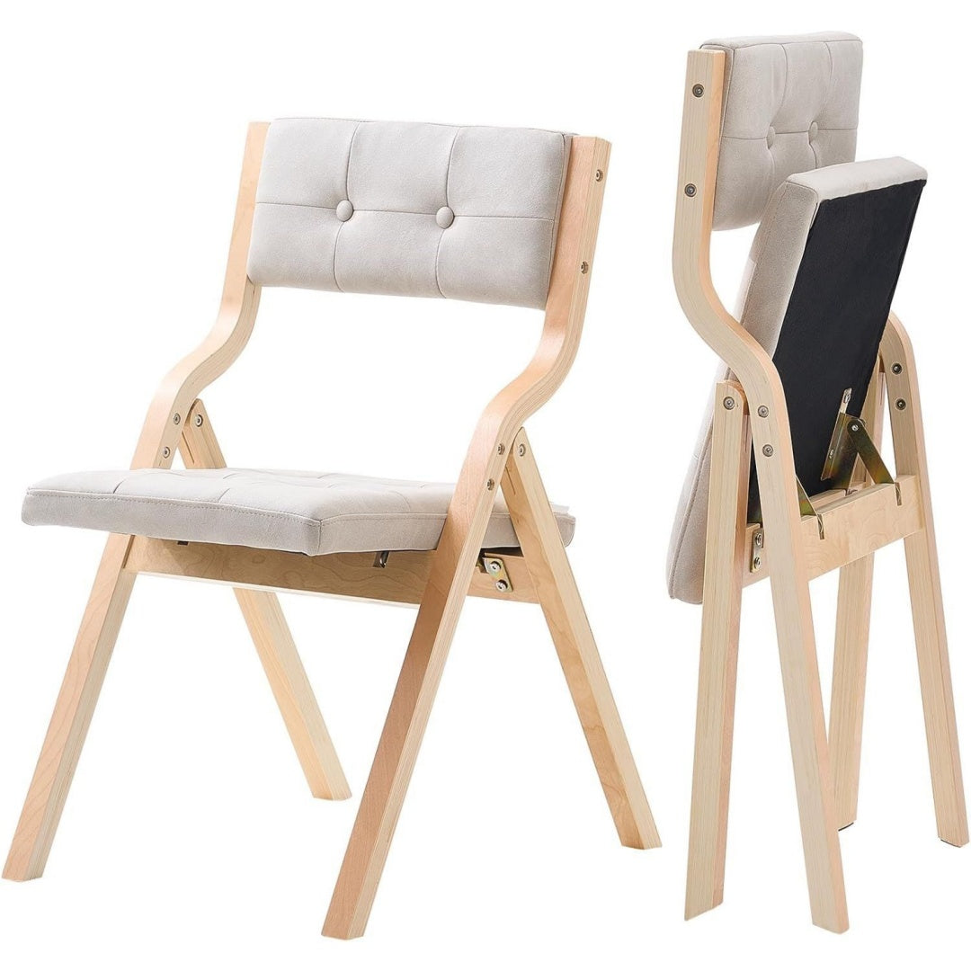 Sedia Sedie Pieghevoli in Legno con Cuscino, Set da 2, Sedia Pieghevole Por