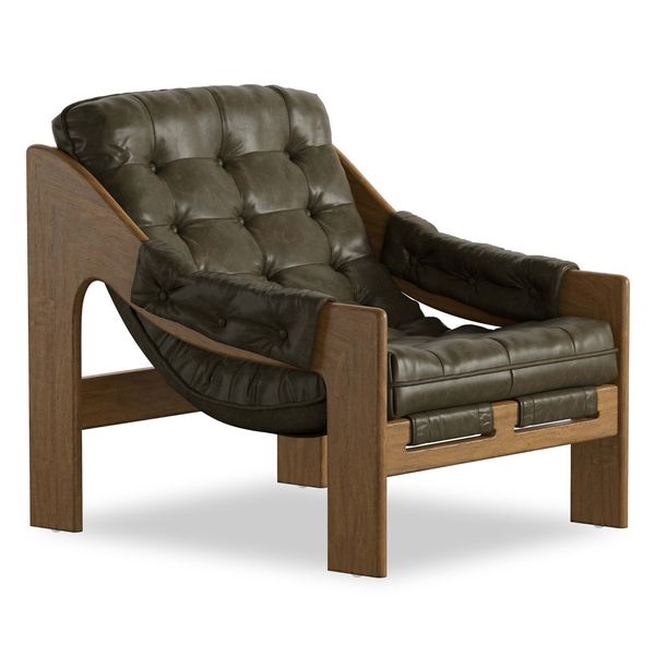 Sedia Halston in pelle, Muschio Dulane