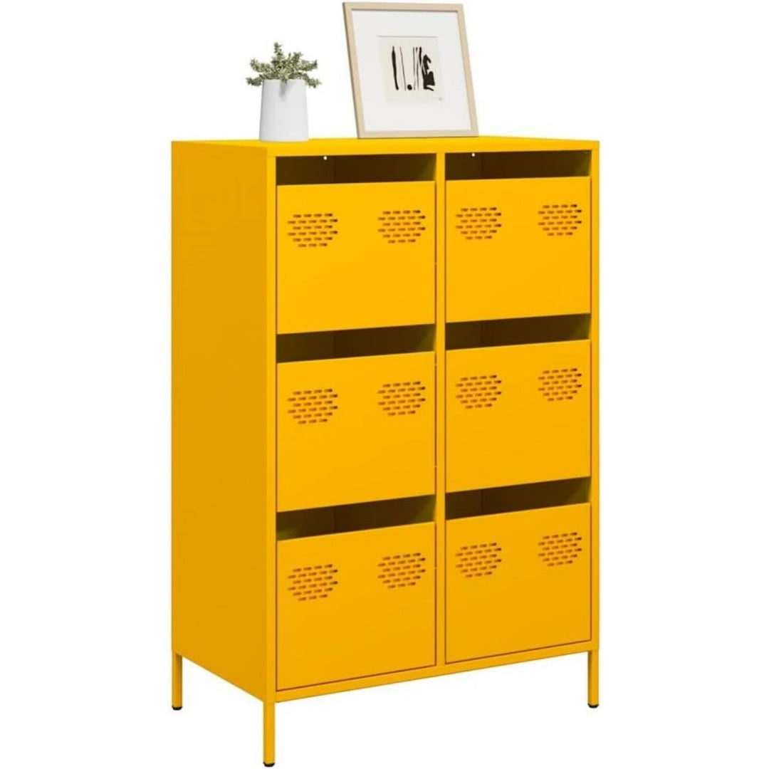 Armadio Home Giardino,Highboard Giallo Senape 68x39x101.5 cm Acciaio con struttura in acciaio