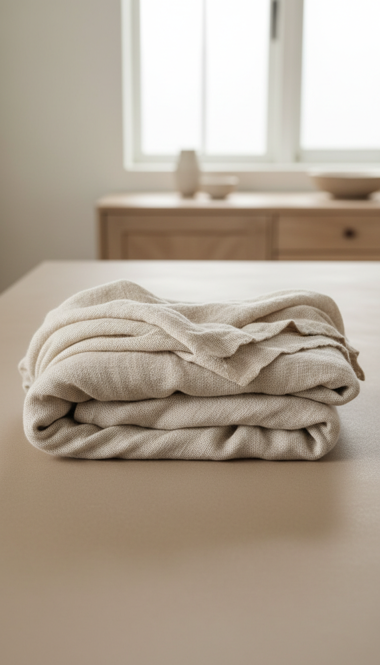 Oat Linen Throw Blanket