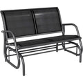Panca Outsunny Panchina a Dondolo da Giardino 2 Posti Metallo 120x70x85cm Nero