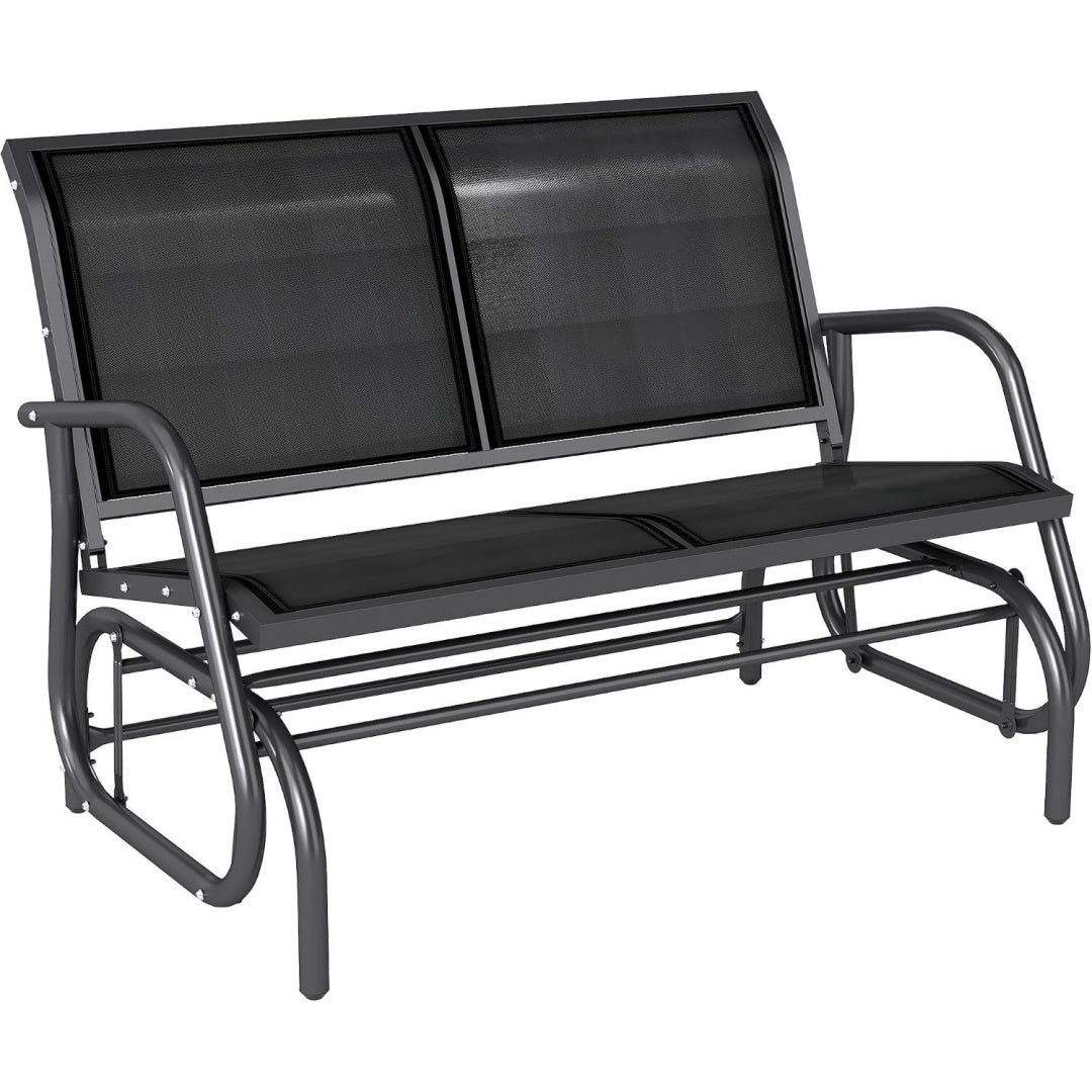Panca Outsunny Panchina a Dondolo da Giardino 2 Posti Metallo 120x70x85cm Nero