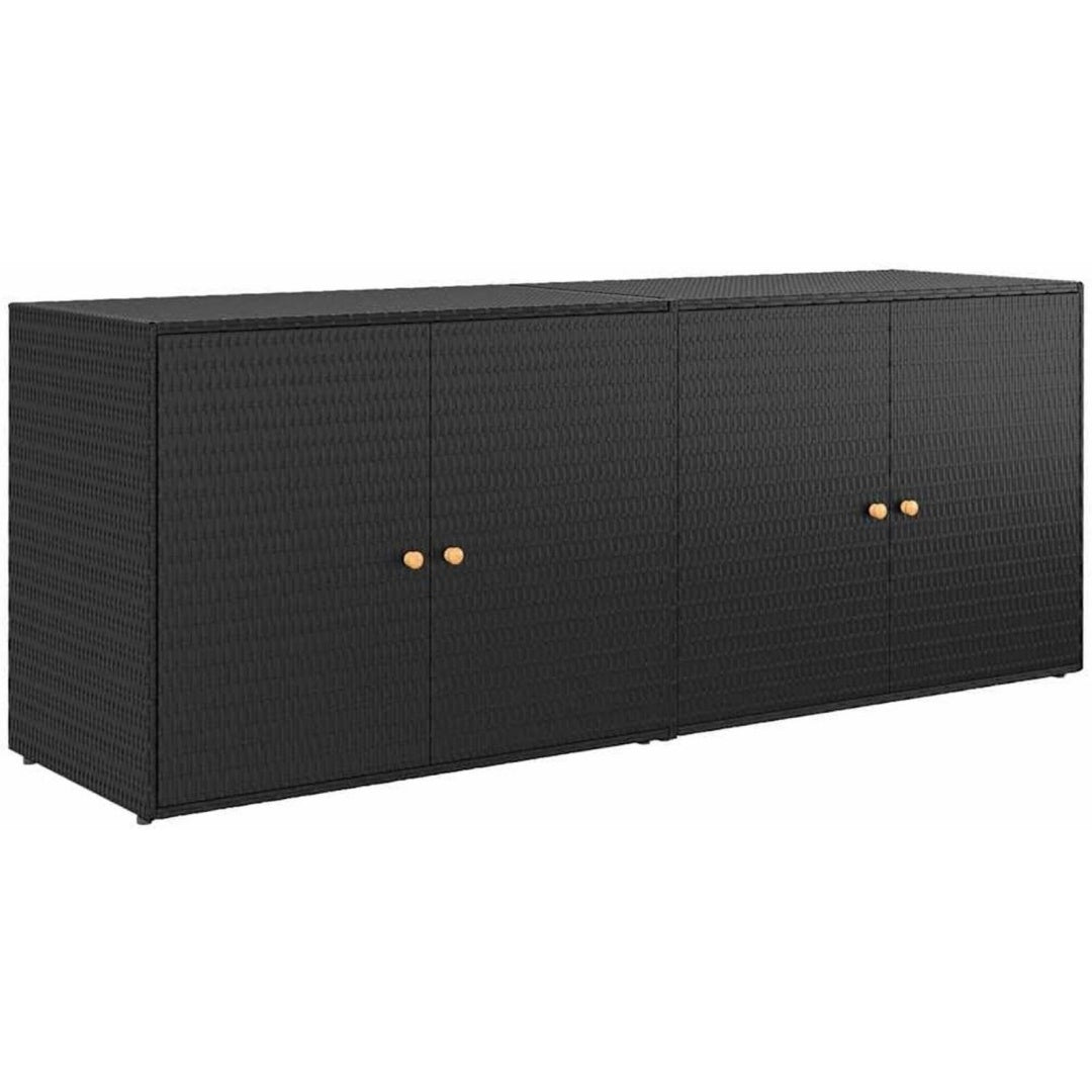 Armadio Generico Mobiletto da Giardino Nero 198x55,5x80 cm in polyrattan,Mobili,Arm in legno massello