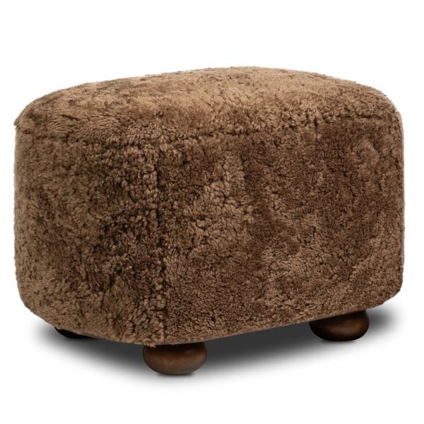 Pouf ovale Bilbury, Pelliccia Ambra